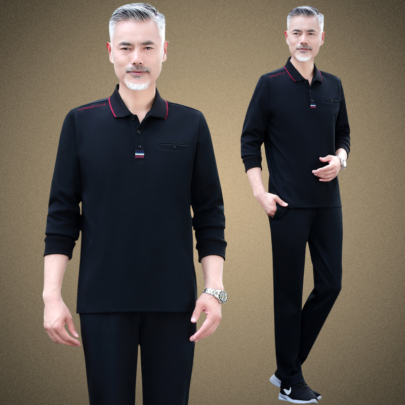 中老年运动套装男夏装新款短袖长裤爸爸装夏季男士休闲运动服跑步运动