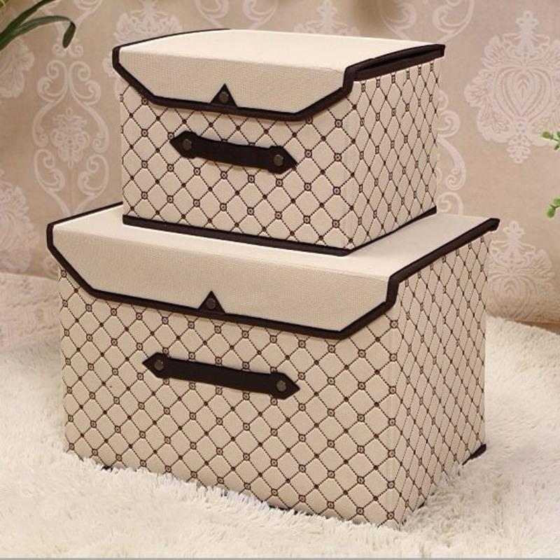 布艺可折叠收纳盒家庭储物箱内衣玩具收纳盒整理箱装衣服的箱子 小号(