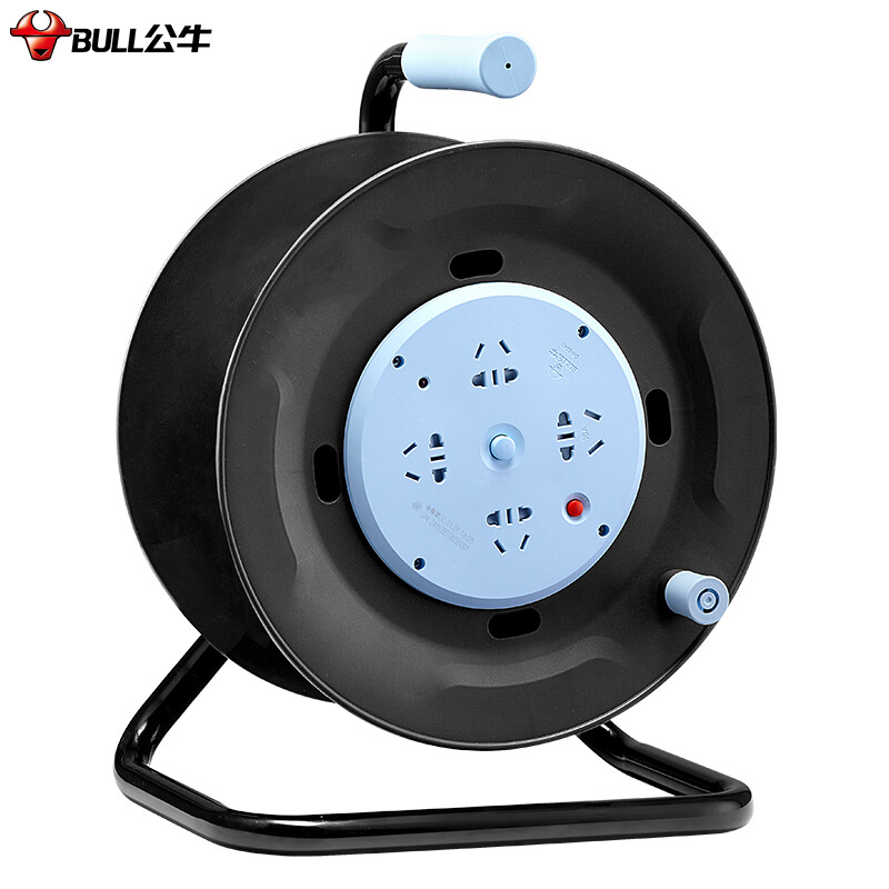 公牛(BULL)过热保护16A大功率电缆卷盘插座 GN-804D 4位无线卷线盘 (需自行接线和插头)高清大图
