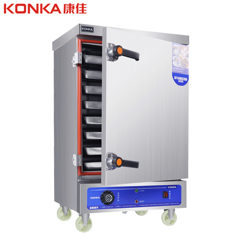 康佳(KONKA)KR-M121电蒸箱蒸饭柜 商用蒸箱12盘不锈钢电热款蒸饭车蒸车大容量全自动食堂蒸饭机220v/6kW