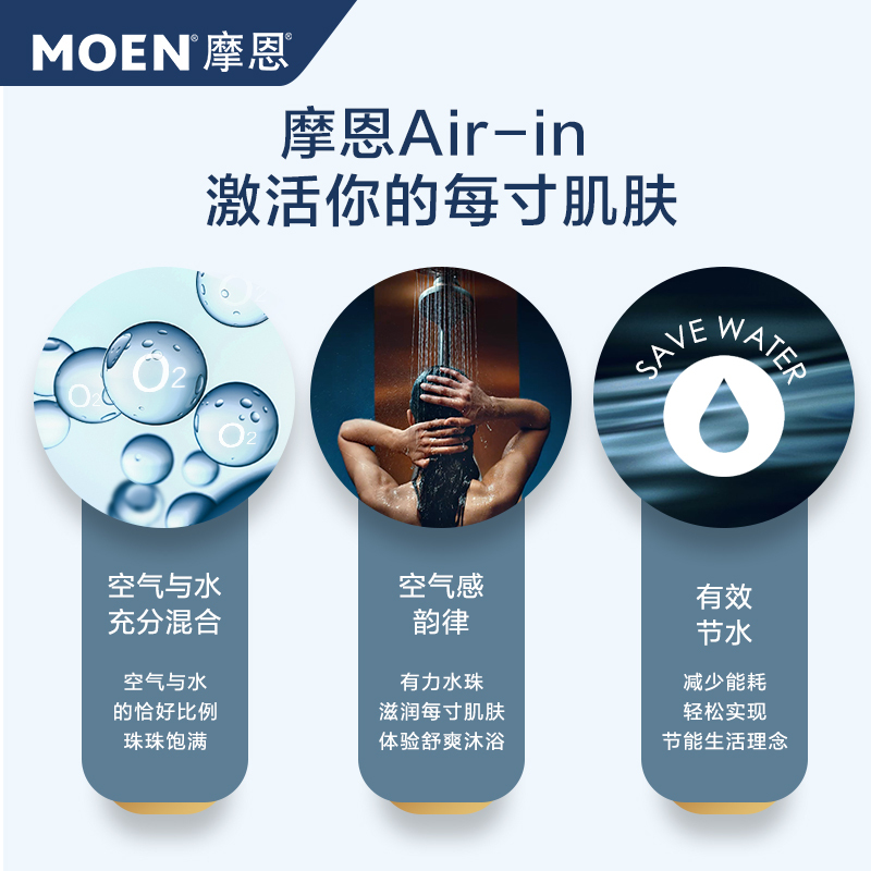 摩恩淋浴花洒套装多功能增压花洒喷头卫浴套装15132ha2298m22081