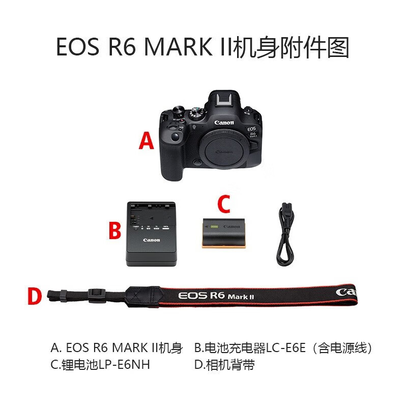 佳能(CANON) EOS R6 Mark II R62微单相机专业级 佳能r6二代vlog直播相机 R6 2代高清大图