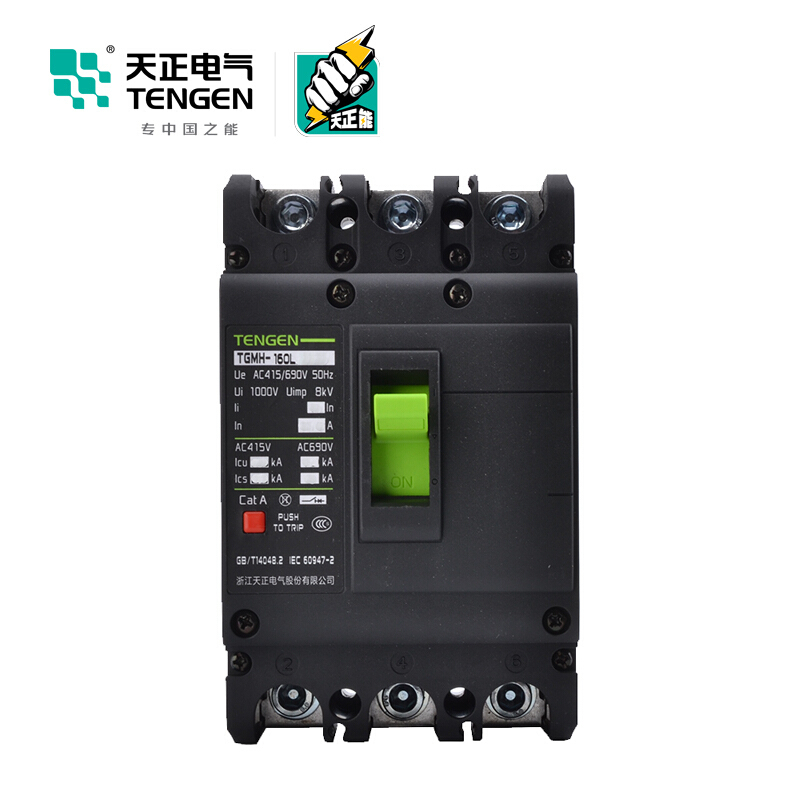 天正电气瑞彩TGMH-160 空气开关 35KA 80A 3P手动固定式配保护 330023100018 塑壳断路器