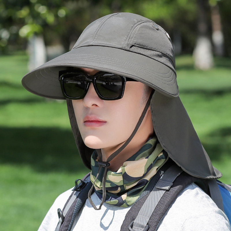 盛世尼曼防晒帽子男士钓鱼帽遮阳帽夏季大檐披肩渔夫帽太阳帽护脖骑车