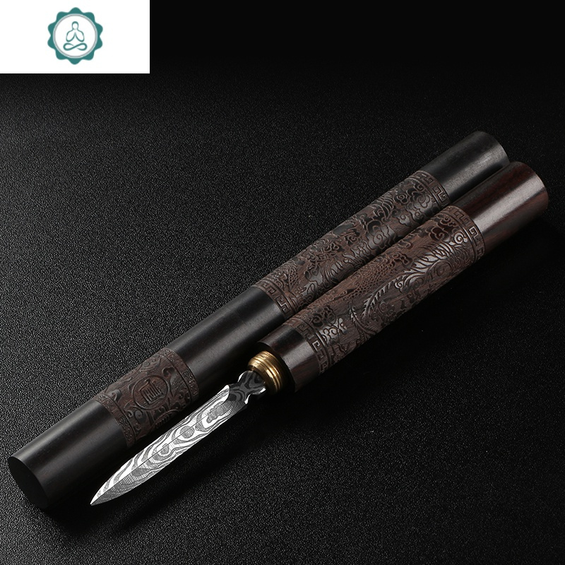 黑檀木实木柄普洱茶刀大马士革花钢纹黑茶饼开茶器茶具茶针零配件封后