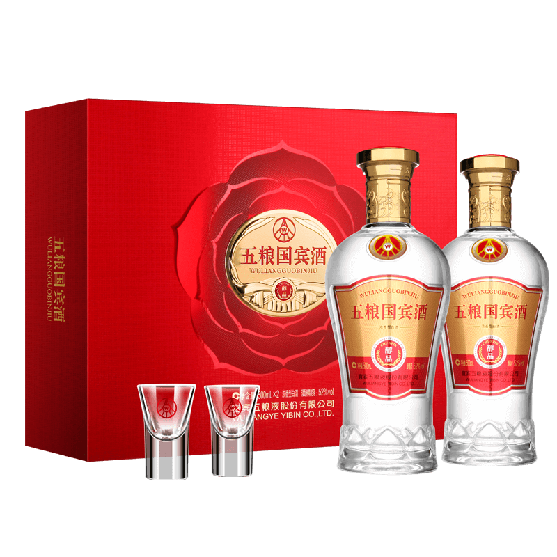 五粮液股份五粮国宾醇品礼盒52度500ml2瓶浓香型白酒参数