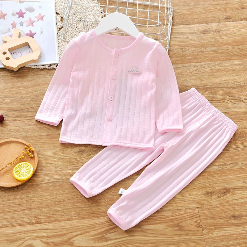 宝宝空调服套装薄款长袖夏季分体开衫家居服男女婴儿夏天睡衣棉