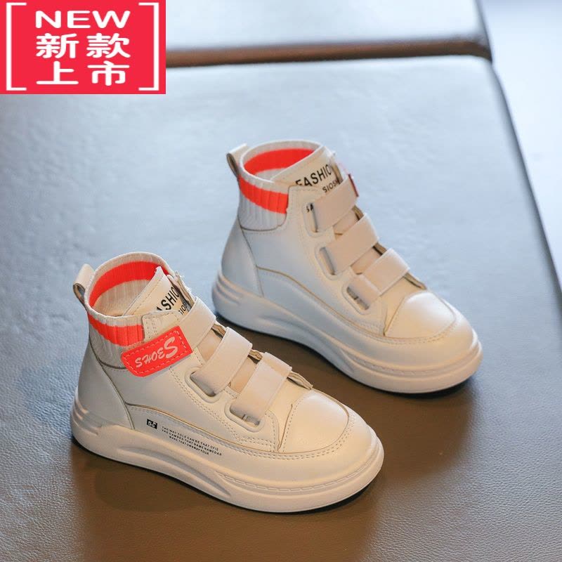 可莉允女童靴子2022春秋新款黑色软底单靴小女孩马丁靴儿童鞋子短靴皮靴图片