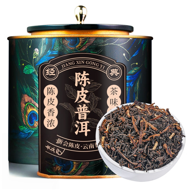 天洲溪天洲溪茶叶陈皮普洱天洲溪官方茶叶 普洱茶陈皮普洱十二年普洱茶正宗陈皮普洱熟茶散茶500g新老包装 随机发货