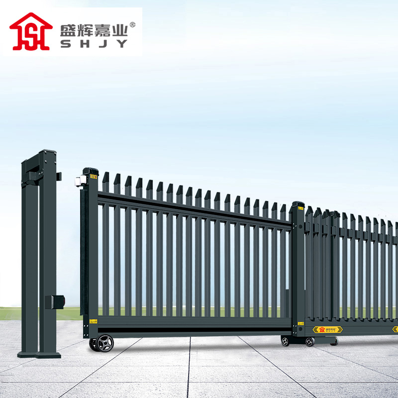 盛辉嘉业 悬浮门电动伸缩门铝合金封板无轨直线平移大门定制高清大图