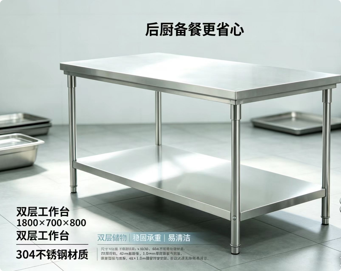 优迈克 YMK-TST180 双层工作台 1800*700*800 单位:台 银色高清大图
