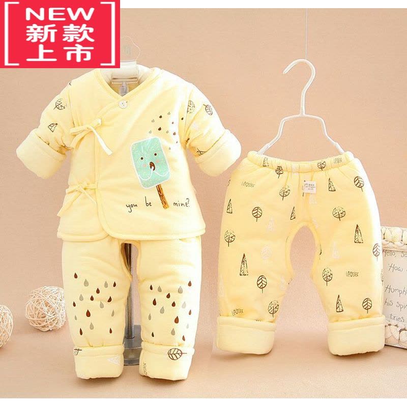可莉允新生儿加厚棉衣三件套宝宝秋冬装棉服棉袄初生婴儿衣服外套装图片
