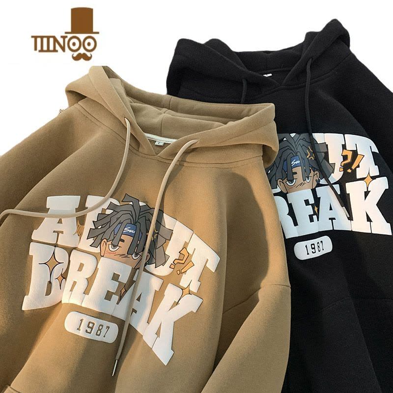 YANXU发泡连帽卫衣男秋季潮牌美式hiphop高街痞帅外套2023新款衣服图片