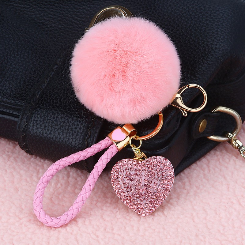 水钻水晶小爱心形汽车钥匙扣女男韩国可爱创意包挂件钥匙链圈礼品 bv