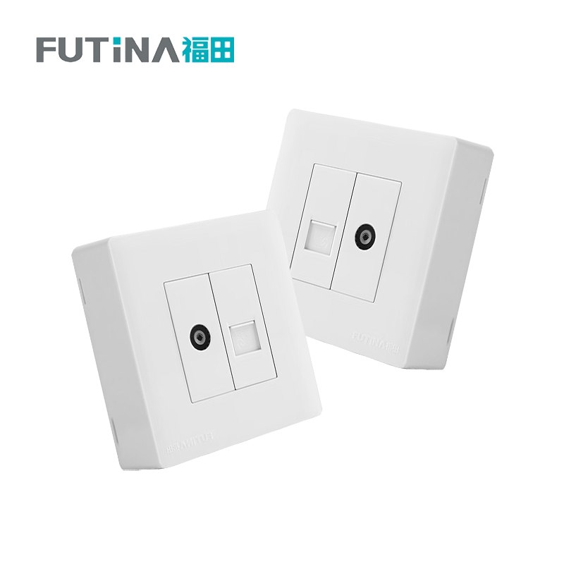 福田 插座 明装开关插座面板明线家用墙壁 明装一位电视一位电话 单位:个高清大图