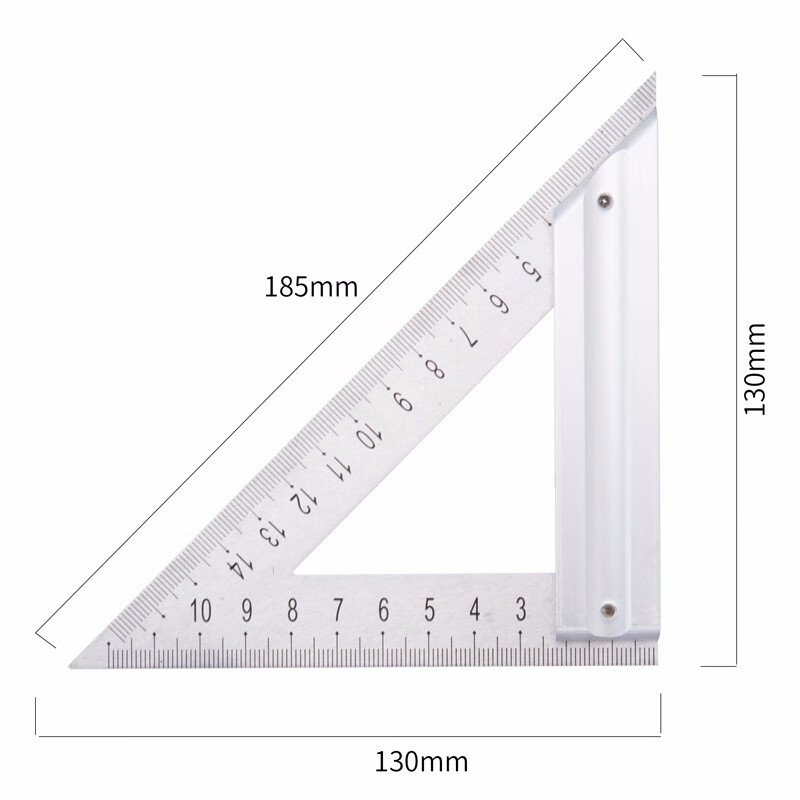 得得力(deli) 不锈钢三角尺 直角尺木工钢板尺加厚45度钢板尺150mm DL4039 400382