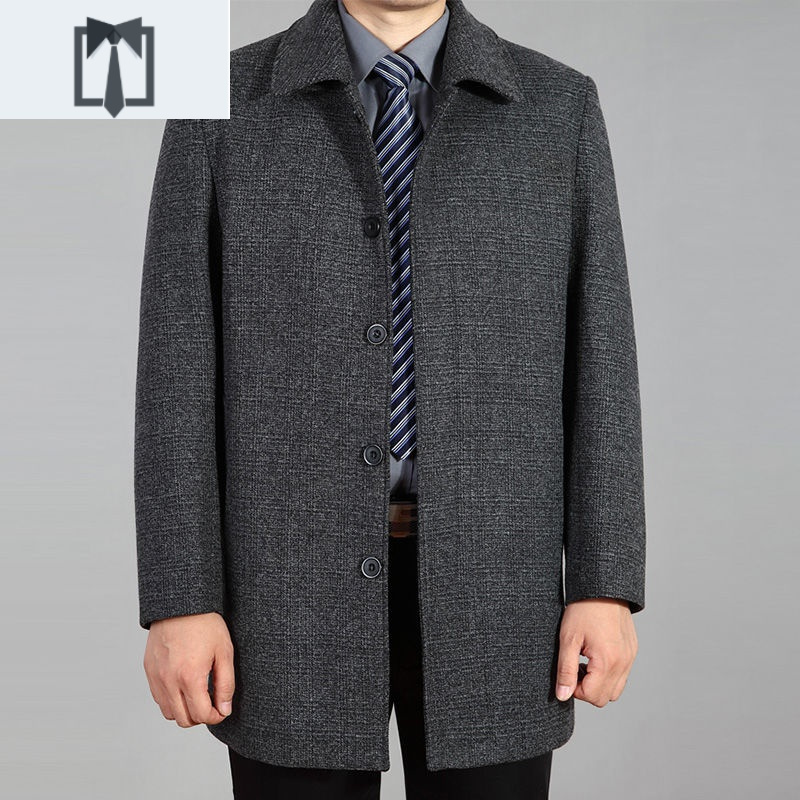 newlake中老年男士外套爸爸风衣男呢子大衣中长款毛呢大衣男装外套毛
