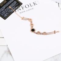 韩版镀18K玫瑰金彩金女手链黑玛瑙手环简约个性潮人时尚饰品送女朋友老婆生日礼物送女朋友七夕情人节礼物