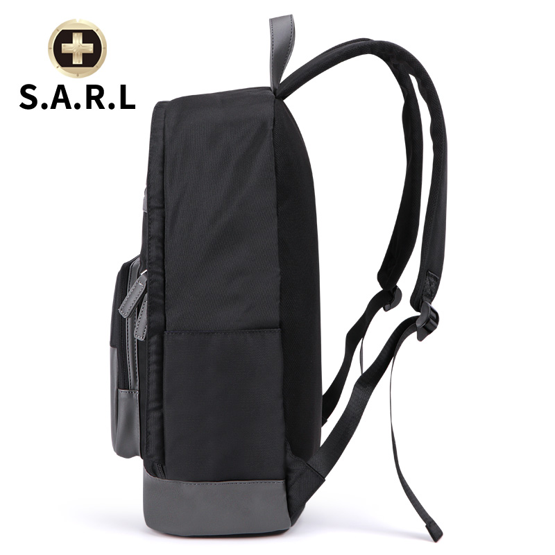 S.A.R.L瑞士双肩包男女通用旅行包 双肩电脑包 双肩背包尼龙书包 黑色高清大图