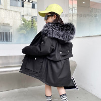 举翼王子男女中小儿童獭兔皮毛一体内胆派克服毛毛皮草外套中长款宝宝