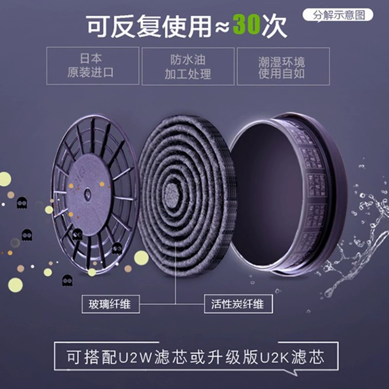 重松口罩U2K滤芯防尘打磨煤矿石材工业粉尘防毒面具防灰尘高清大图