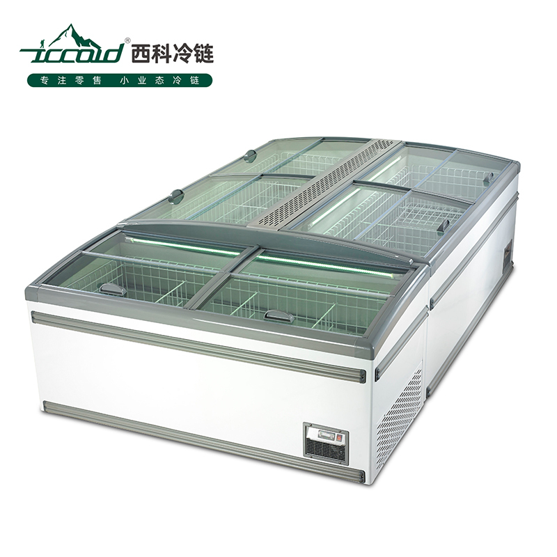 西科ZCD-E185S 端头柜 大容量 大型商场组合岛柜透明玻璃卧式展示柜 海鲜柜 速冻食品冷柜