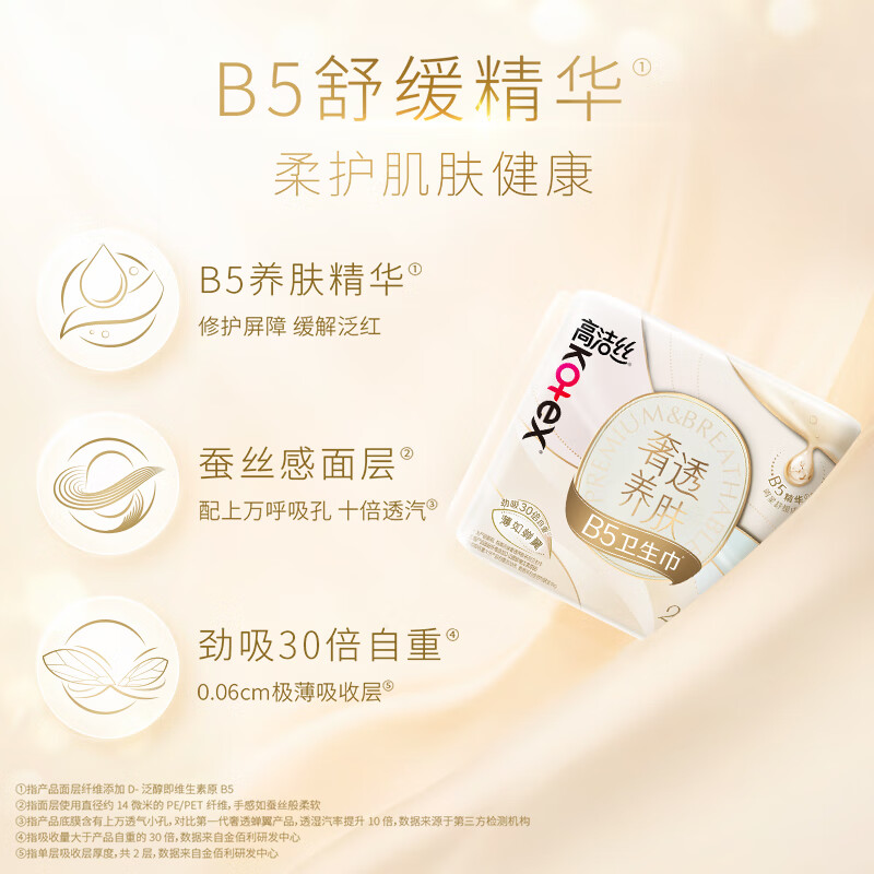 高洁丝B5奢透养肤卫生巾6包50片日夜全周期组合卫生巾姨妈巾极薄不闷高清大图