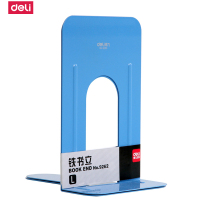 得力deli)9262书立办公室书隔创意书夹书靠书挡铁书架阅读架读书架学生用品中号 蓝色 一对