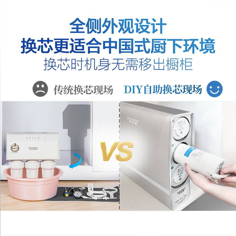 AO史密斯净水器家用 直饮净水机 反渗透过滤 专利4年RO膜 1.8升/分钟 R1800RC9[商场同款]700G