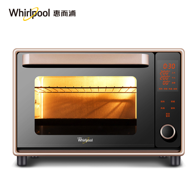 美国惠而浦(Whirlpool)电烤箱WTO-CP381G 内置炉灯 38L大容量 3D立体烘烤 上下管独立控温