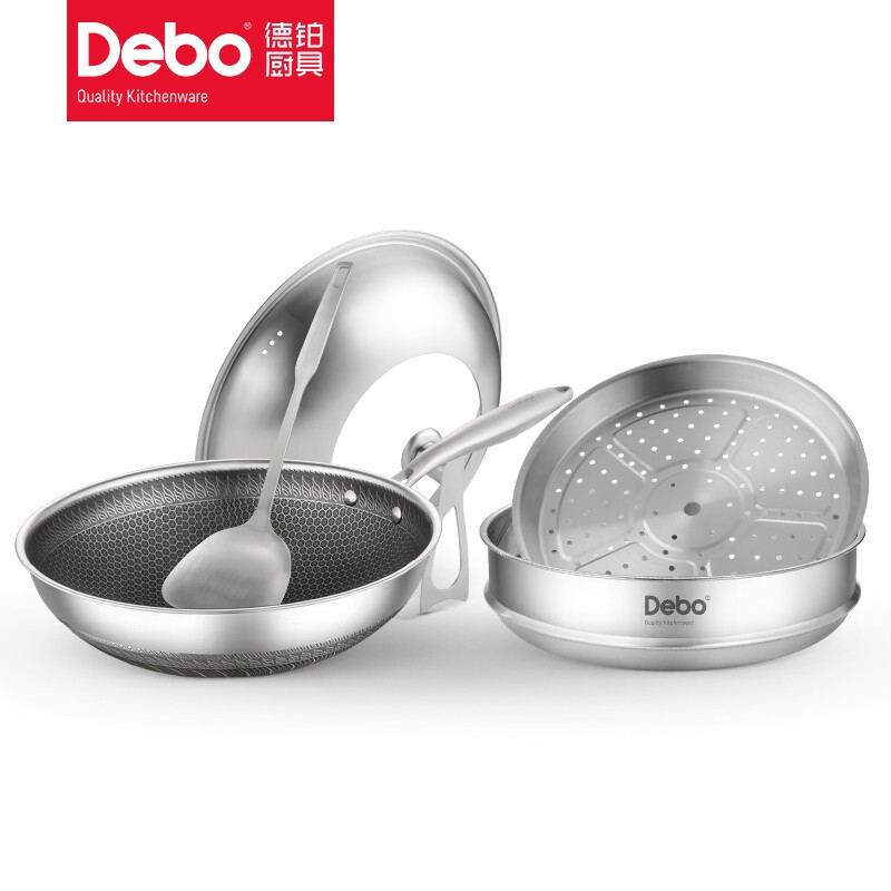 德铂(Debo) 卡勒汉斯316不锈钢双面蜂窝不粘锅规格DEP-DS260C高清大图