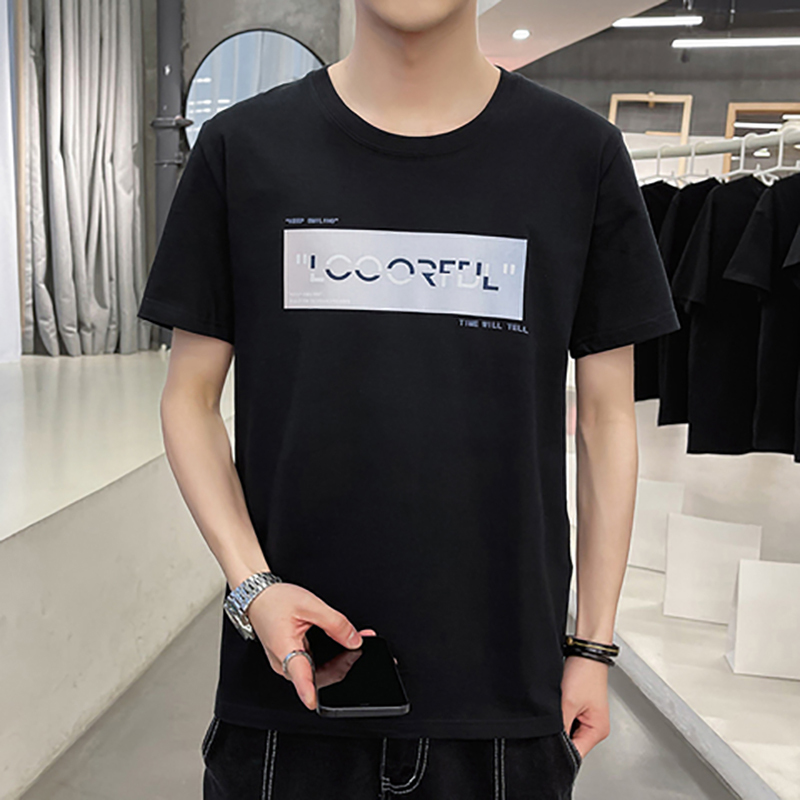 夏季男士短袖t恤宽松棉质白上衣服圆领男装半袖潮流体恤 莎丞