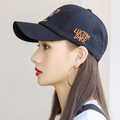 帽子女韩版潮鸭舌帽潮牌ins户外弯檐夏天字母网红女夏时尚棒球帽 黑色 可调节