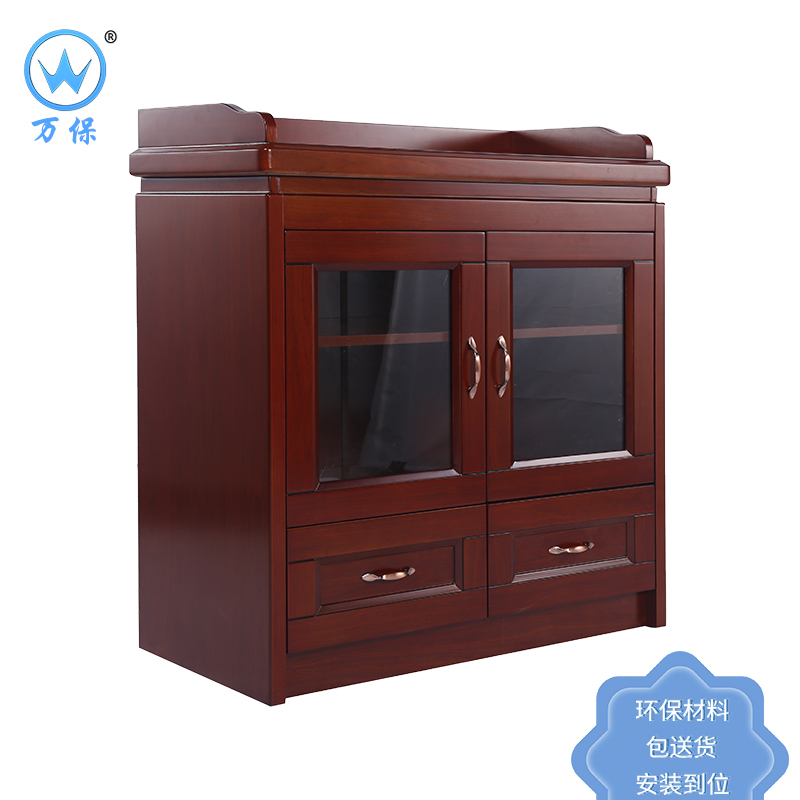 <万保>茶水柜 办公家具 现代中式 油漆漆面实木贴皮办公柜 多功能储物文件矮柜