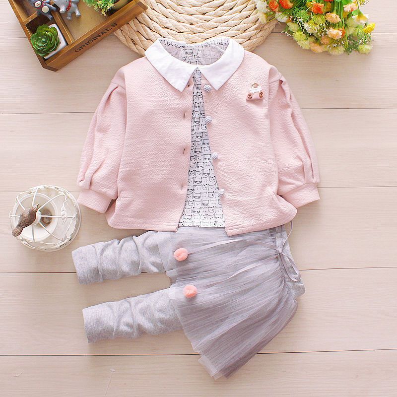 迪鲁奥diluao婴幼儿秋装外套女童装春秋婴儿三件套装公主衣服01岁3