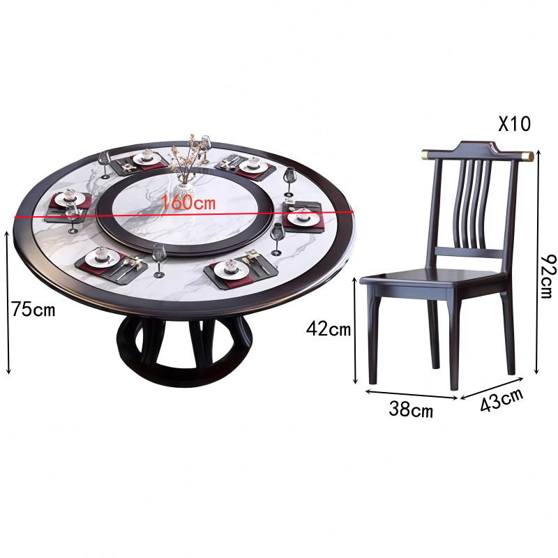 豫龙都 餐桌 1.6米+10椅 套高清大图