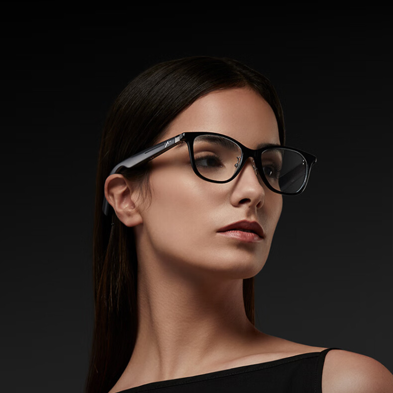 界环 AI智能眼镜非AR 实时翻译音频眼镜 无线蓝牙眼镜 方框猫眼款 曜石黑高清大图