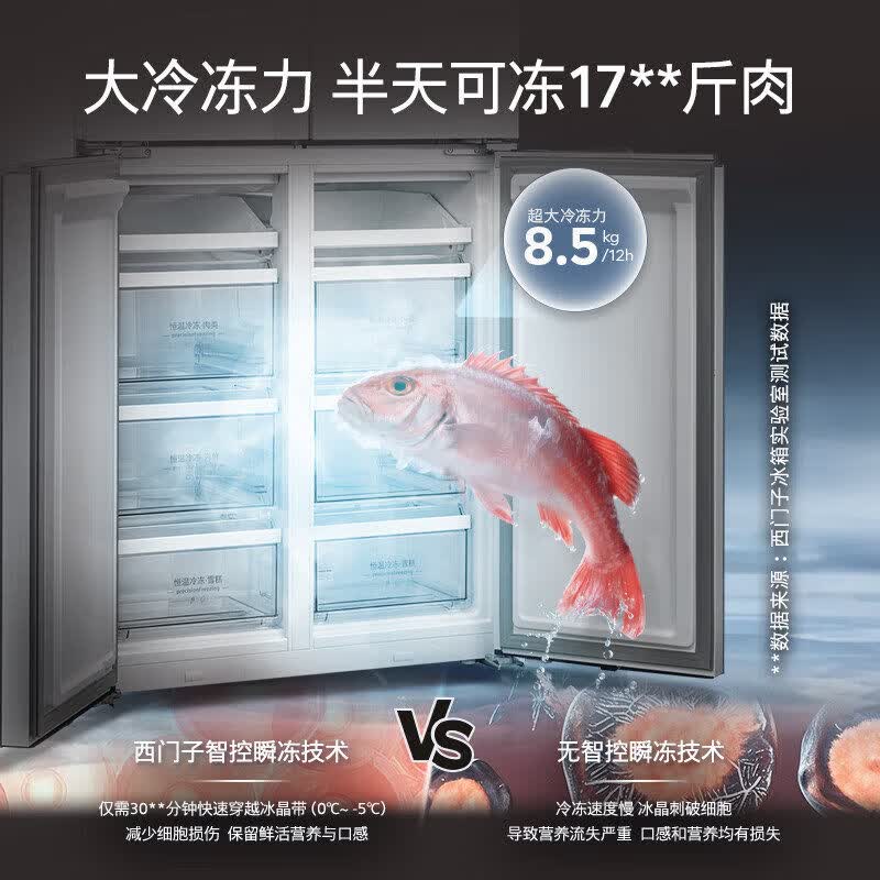 西门子 KC88BE163C 零嵌入十字门家用冰箱561L大容量风冷无霜 智能抗冷凝 分区存储 十字玻璃门高清大图