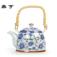 鼎亨650毫升陶瓷茶壶耐高温青花瓷提梁壶小号陶瓷壶带过滤家用