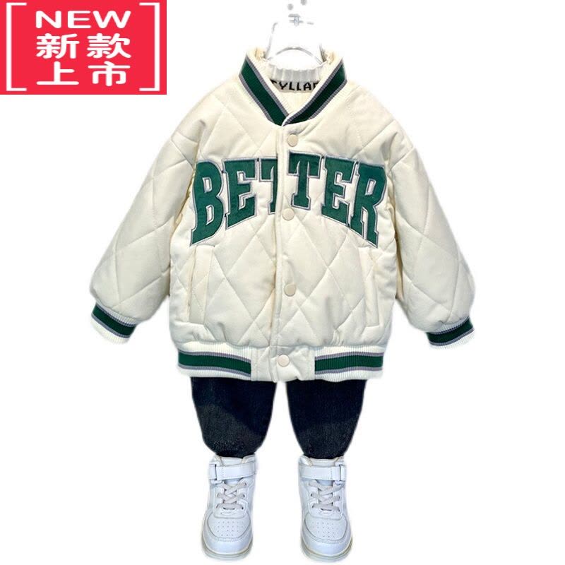 可莉允男童韩版外套秋冬装2022年新款帅洋气儿童夹棉加厚保暖棒球服夹克棉服图片