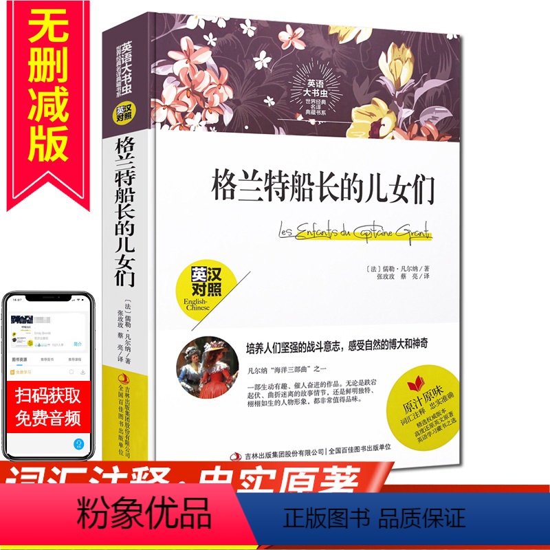 [正版]英语大书虫格兰特船长的儿女们英汉对照 世界名著精选名著书籍全套英文版读名著学英语 初中小学生青少年课外阅读物中