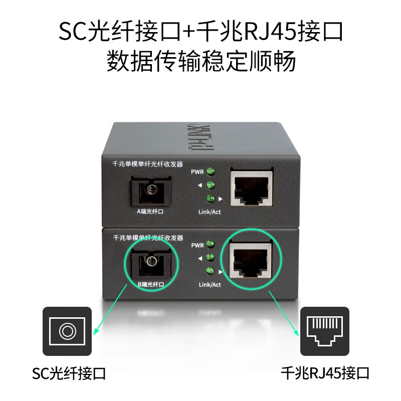 普联 光纤收发器 千兆单模单纤光纤收发器一对传输达3公里 TL-FC311A-3 TL-FC311B-3(单位:对)高清大图