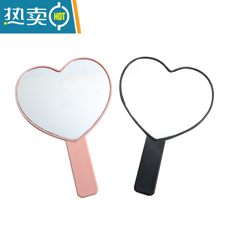 敬平手持镜ins风少女心学生宿舍美容美妆手柄便携随身便携梳妆小镜子 [方形黑色]尺寸约16*9cm便携式用镜高清大图