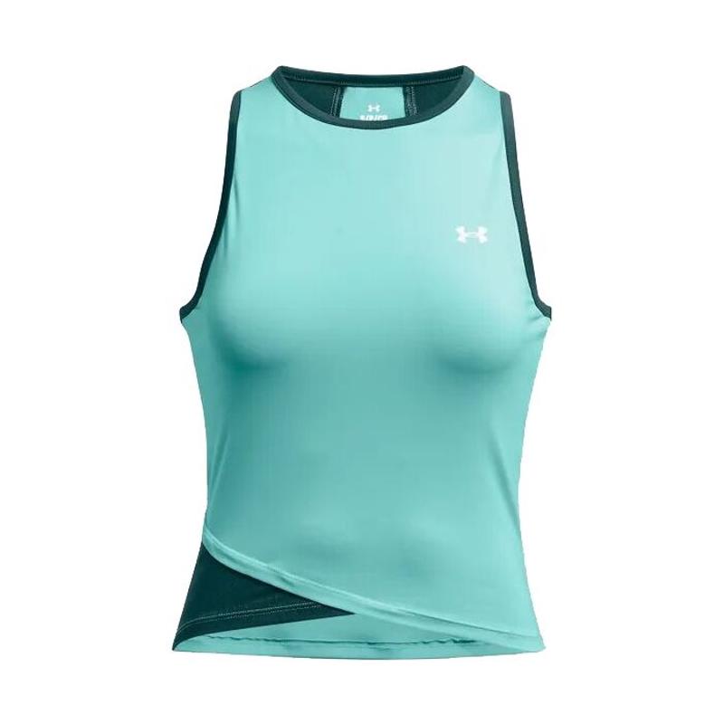 Under Armour安德玛运动背心女速干排汗四向弹力贴身浅绿色高清大图
