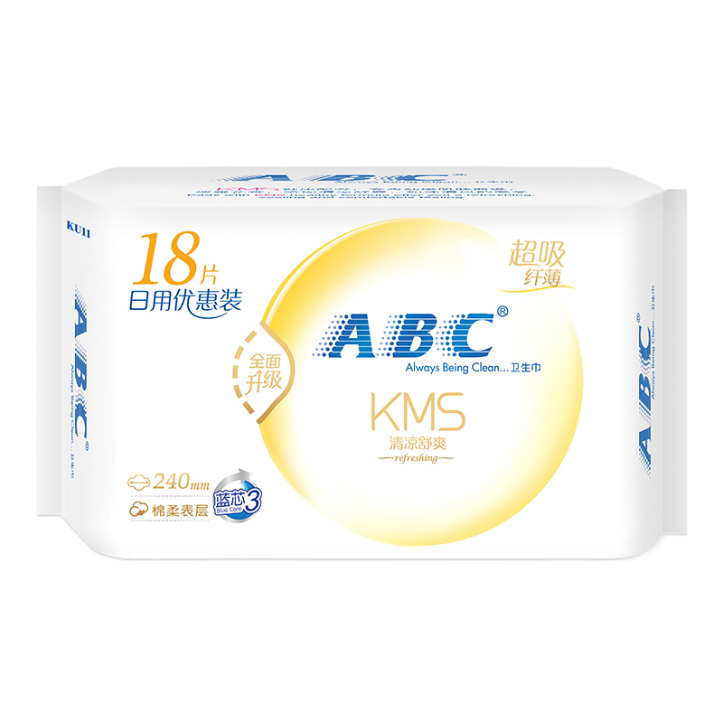 ABC 日用 纤巧棉柔 表层 卫生巾240mm*18片姨妈巾高清大图