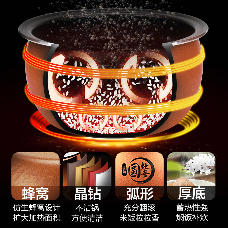 Midea 美的电饭煲 MB-RS4057 智能预约家用多功能 4L大容量煮饭电饭锅 涡轮防溢阀