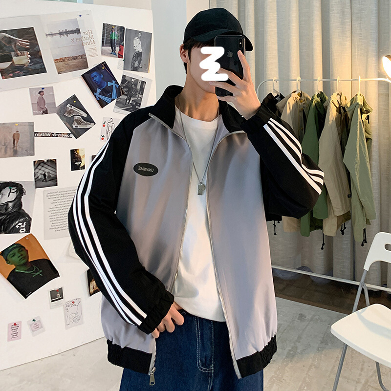 梵克公牛春季外套男生工装棒球服外套韩版潮流男装休闲宽松衣服装夹克