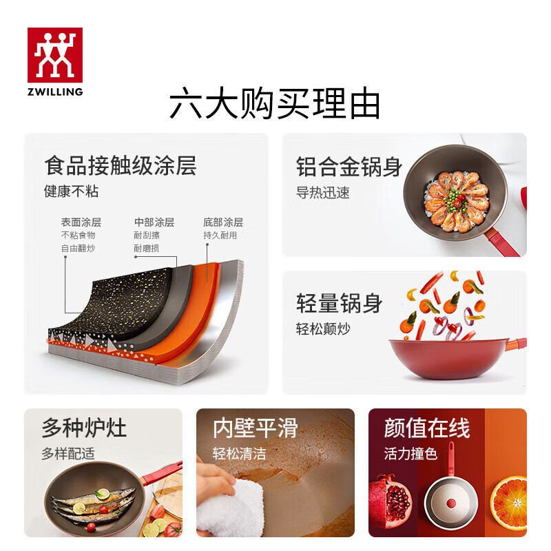双立人 NOW 30cm石榴不粘炒锅套装高清大图