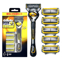 吉列(GILLETTE) 锋隐5致护 5+1层刀片 手动剃须刀刮胡刀 1个刀架+6个刀头 黄色