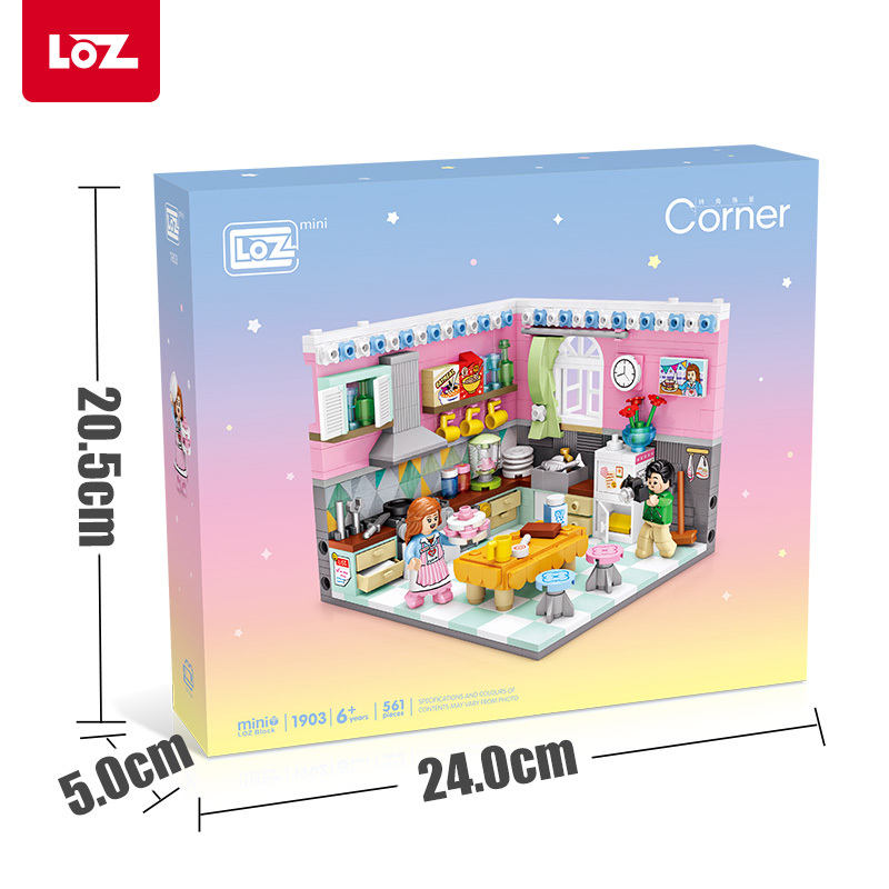 LOZ/俐智小颗粒迷你拼装玩具创意室内展示益智男孩女孩幸福的小屋过家家1903厨房591颗粒